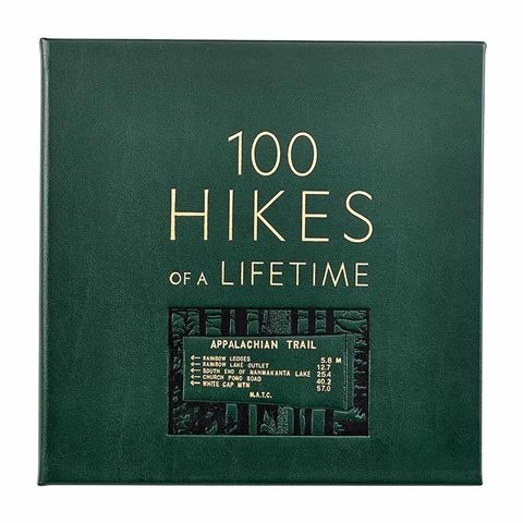Graphic Image - 100 Hikes Of A Lifetime Green Leather Book